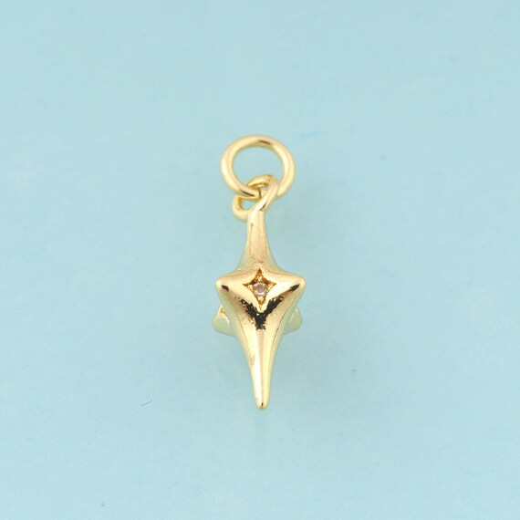 Gold CZ Cross Star Charms,Cross Star Jewelry,Cross Star Pendant for DIY Jewelry Making,18K Gold