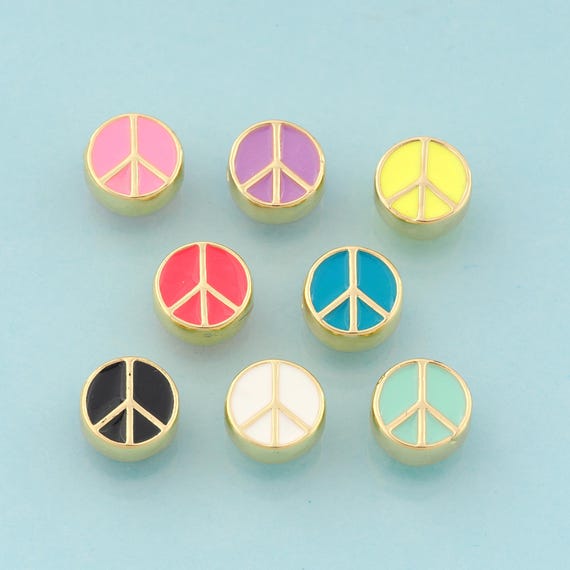 Enamel Peace Sign Spacer Beads,Peace Sign Beads,Peace Sign Spacer Beads for DIY Jewelry Making,18K Gold