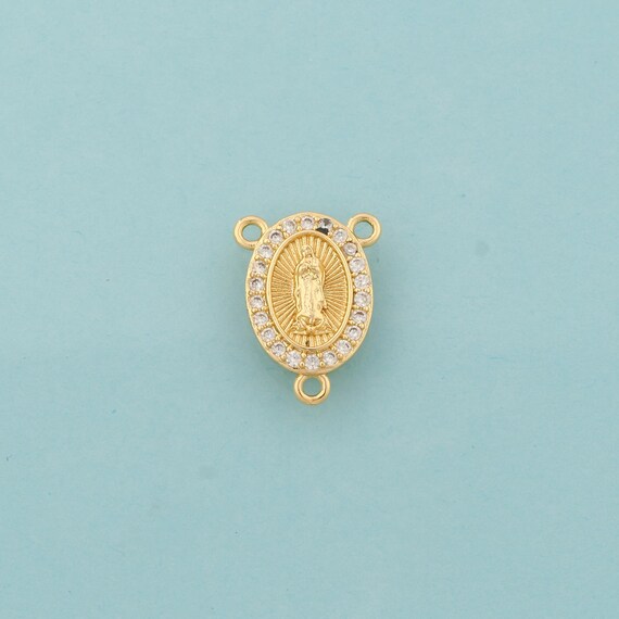 Gold CZ Virgin Mary Charms,Religious Jewelry,Catholic Pendant for DIY Jewelry Making,18K Gold