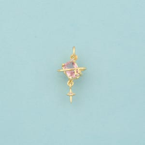 Gold CZ Saturn Charms,Star Jewelry,Universe Planet Pendant for DIY Jewelry Making,18K Gold
