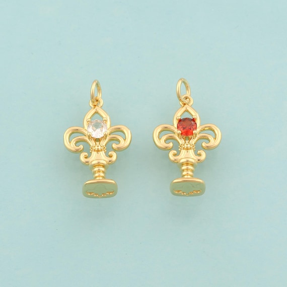 Gold CZ Candlestick Charms,Candlestick Jewelry,Candlestick Pendant for DIY Jewelry Making,18K Gold