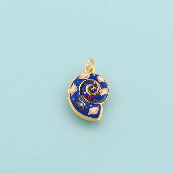 Gold Enamel Snail Shell Charms,Camera Jewelry,Conch Pendant for DIY Jewelry Making,18K Gold