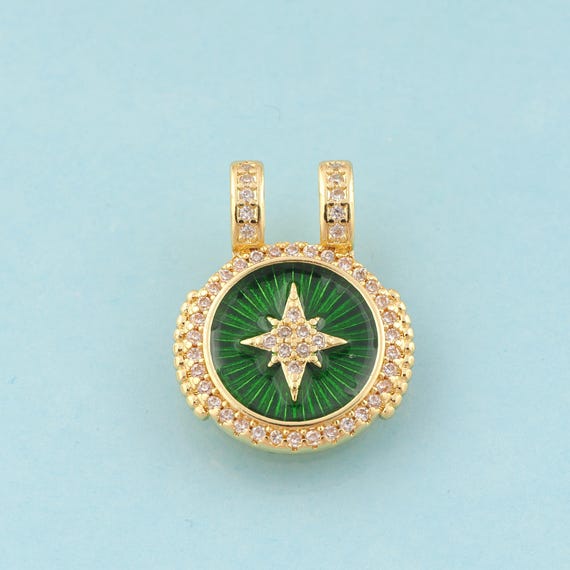 Gold CZ Polaris Charms,Star Jewelry,Celestial Pendant for DIY Jewelry Making,18K Gold