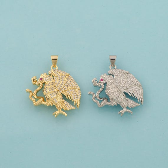 Gold CZ Eagle Charms,Animal Jewelry,Snake Pendant for DIY Jewelry Making,18K Gold