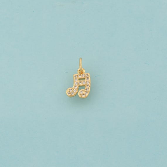 Gold CZ Musical Symbol Charms,Symbol Jewelry,Symbol Pendant for DIY Jewelry Making,18K Gold