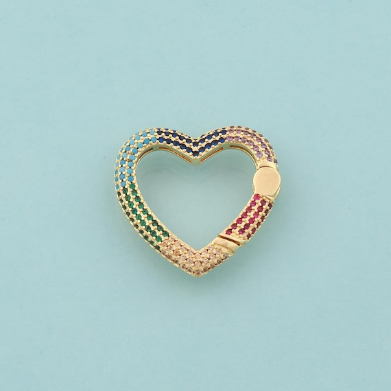 Gold Heart Clasp,Push Door Jewelry Clasp,Snap Clasp for DIY Jewelry Making,18K Gold