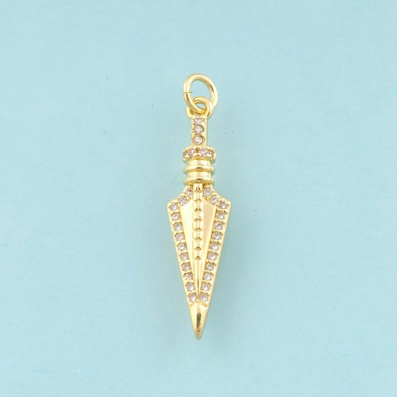 Gold CZ Weapon Charms,Weapon Jewelry,Weapon Pendant for DIY Jewelry Making,18K Gold