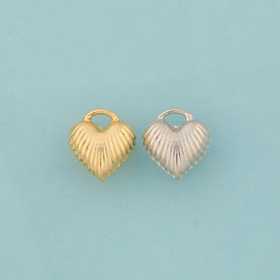 Gold Puffed Heart Charms,Puffed Heart Jewelry,Puffed Heart Pendant for DIY Jewelry Making,18K Gold & Rhodium