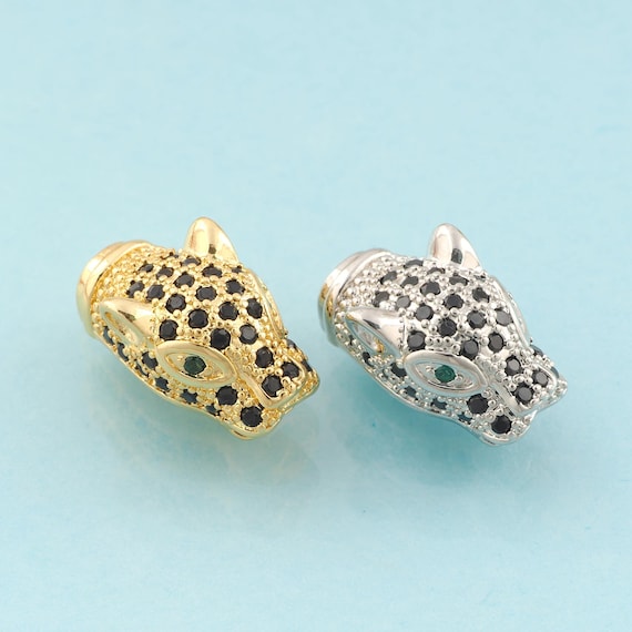 CZ Leapard Spacer Beads,Animal Beads,Leapard Beads for DIY Jewelry Making,18K Gold & Rhodium