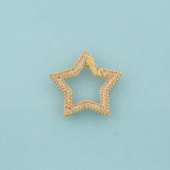 Gold Push Door Clasp,Snap Jewelry Clasp,Star Clasp for DIY Jewelry Making,18K Gold