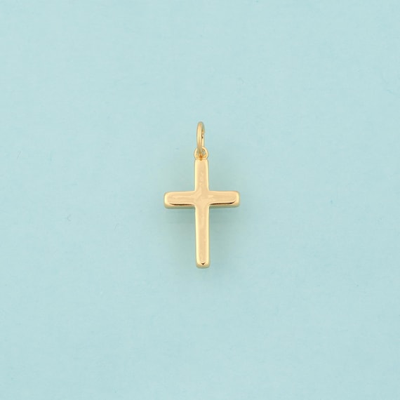 Gold Cross Charms,Religious Jewelry,Christian Pendant for DIY Jewelry Making,18K Gold