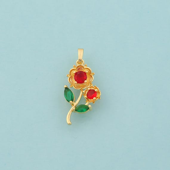 Gold CZ Flower Charms,Flower Jewelry,Flower Pendant for DIY Jewelry Making,18K Gold