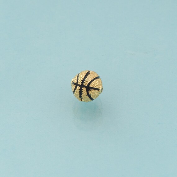 CZ Basketball Spacer Beads,Sports Beads,Enamel Basketball Beads for DIY Jewelry Making,18K Gold
