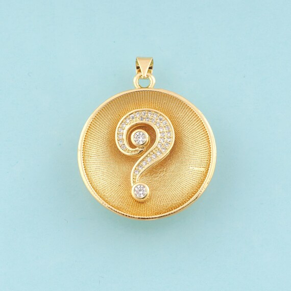 Gold CZ Symbol Charms,Round Jewelry,Symbol Pendant for DIY Jewelry Making,18K Gold