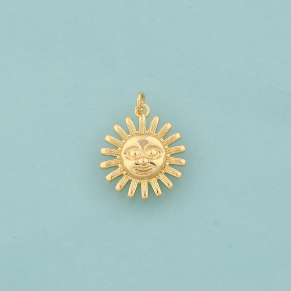 Gold Sun Charms,Sun Jewelry,Sun Pendant for DIY Jewelry Making,18K Gold