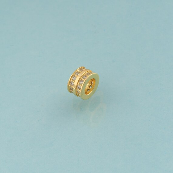 CZ Round Tube Spacer Beads,Round Beads,Tube Beads for DIY Jewelry Making,18K Gold