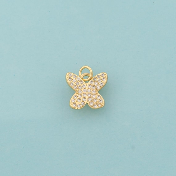 Gold CZ Butterfly Charms,Insect Jewelry,Butterfly Pendant for DIY Jewelry Making,18K Gold