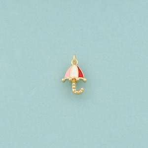 Gold Umbrella Charms,Umbrella Jewelry,Enamel Umbrella Pendant for DIY Jewelry Making,18K Gold