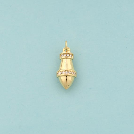 Gold CZ Bullet Charms,Bullet Jewelry,Bullet Pendant for DIY Jewelry Making,18K Gold