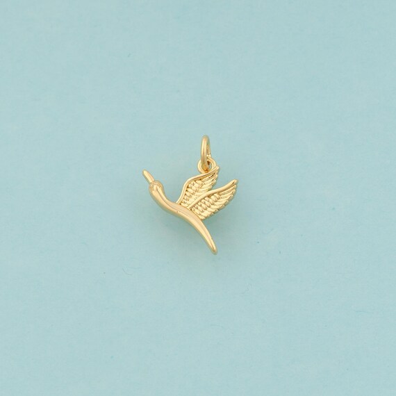 Gold Bird Charms,Animal Jewelry,Flying Pendant for DIY Jewelry Making,18K Gold