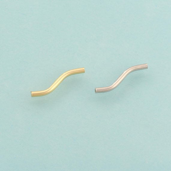 Curved Tube Spacer Beads,Tube Beads,Curved Tube Beads for DIY Jewelry Making,18K Gold