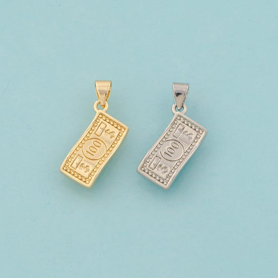 Gold Dollar Charms,Money Jewelry,Dollar Pendant for DIY Jewelry Making,18K Gold