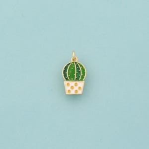 Gold Cactus Charms,Desert Jewelry,Enamel Cactus Pendant for DIY Jewelry Making,18K Gold