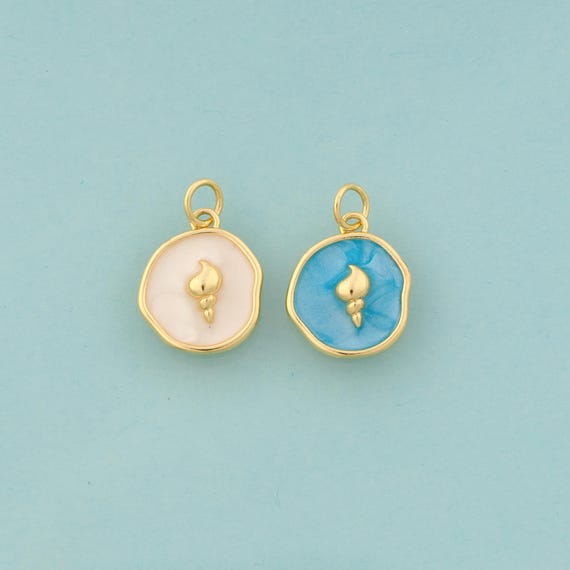 Gold Conch Charms,Conch Jewelry,Enamel Conch Pendant for DIY Jewelry Making,18K Gold