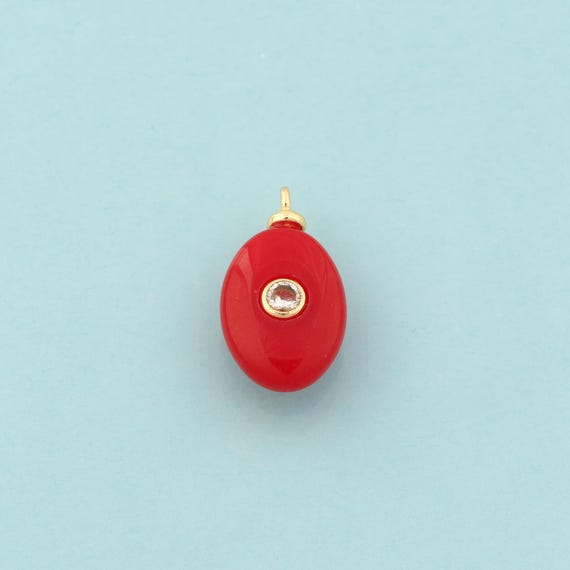 Gold Energy Stone Charms,Natural Stone Jewelry,Red Jade Pendant for DIY Jewelry Making,18K Gold