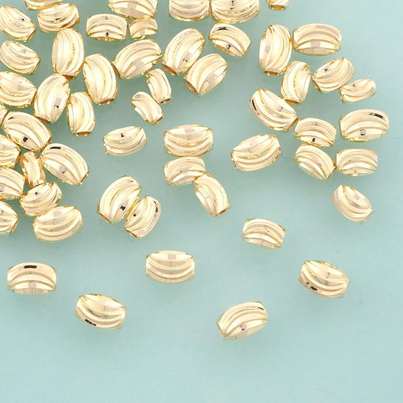50 pcs Gold Curved Spacer Beads,Tube Beads,Curved Beads for DIY Jewelry Making,14K Gold