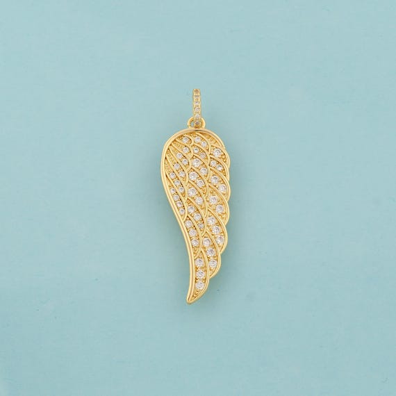 Gold CZ Angel Wings Charms,Animal Wings Jewelry,Wings Pendant for DIY Jewelry Making,18K Gold