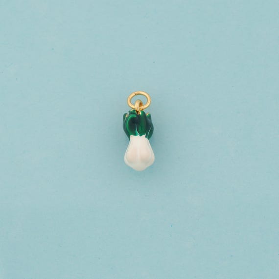 Gold Cabbage Charms,Vegetable Jewelry,Enamel Cabbage Pendant for DIY Jewelry Making,18K Gold