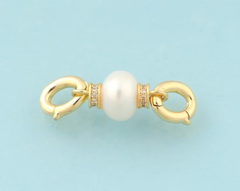 Gold Clasp Connectors,Pearl Jewelry Clasp,Pearl Clasp for DIY Jewelry Making,18K Gold