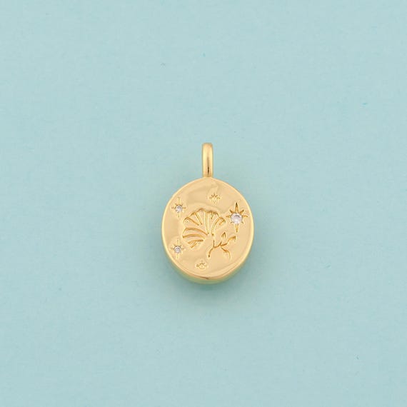 Gold CZ Flower Charms,Round Jewelry,Star Pendant for DIY Jewelry Making,18K Gold