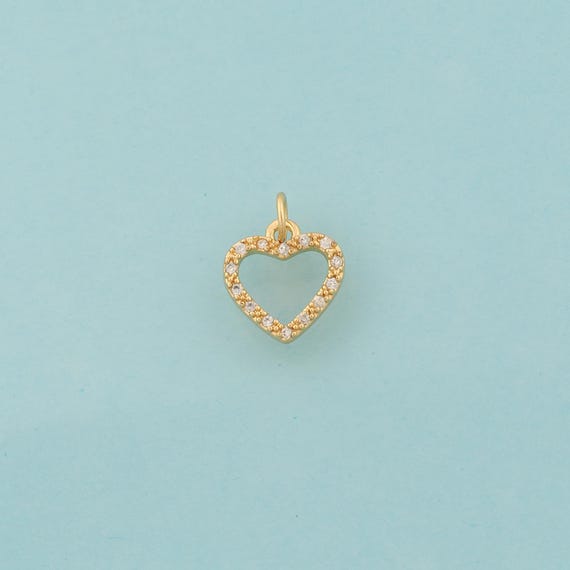 Gold CZ Heart Charms,Love Jewelry,Minimalist Pendant for DIY Jewelry Making,18K Gold