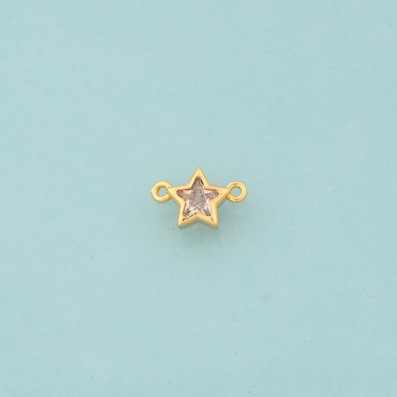 Gold CZ Star Connector,Star Jewelry Connector,Star Connector for DIY Jewelry Making,18K Gold