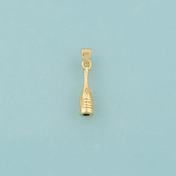 Gold Wine Bottle Charms,Wine Bottle Jewelry,Wine Bottle Pendant for DIY Jewelry Making,18K Gold