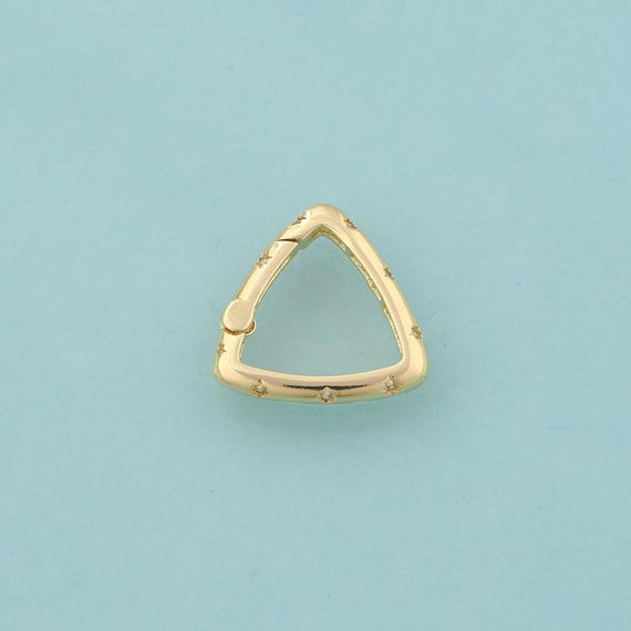 Gold Triangle Clasp,Push Door Jewelry Clasp,Snap Clasp for DIY Jewelry Making,18K Gold
