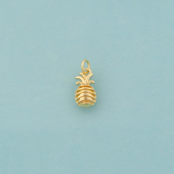 Gold CZ Pineapple Charms,Fruit Jewelry,Pineapple Pendant for DIY Jewelry Making,18K Gold