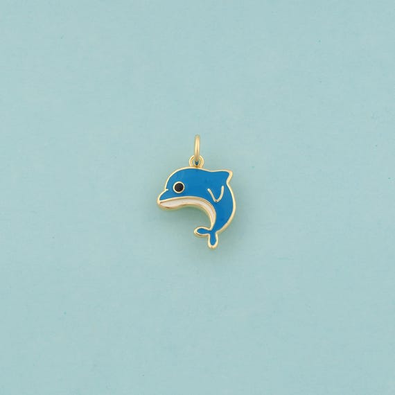 Gold Dolphin Charms,Marine Life Jewelry,Enamel Dolphin Pendant for DIY Jewelry Making,18K Gold