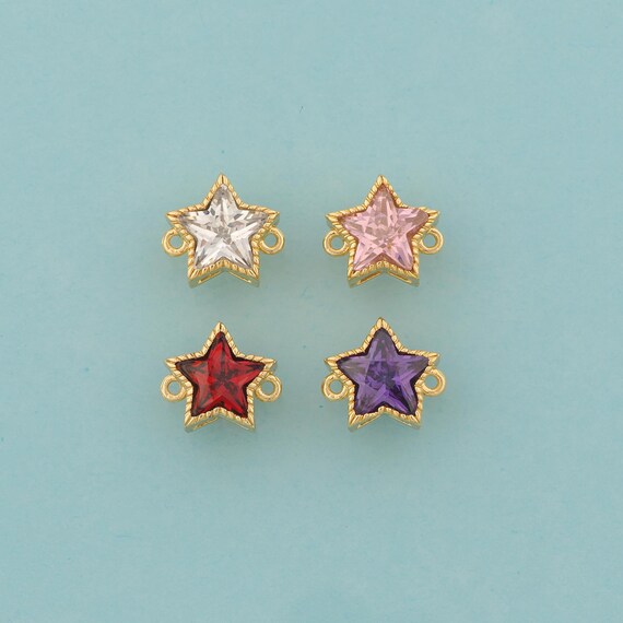 Gold CZ Star Connector,Celestial Jewelry Connector,Star Connector for DIY Jewelry Making,18K Gold