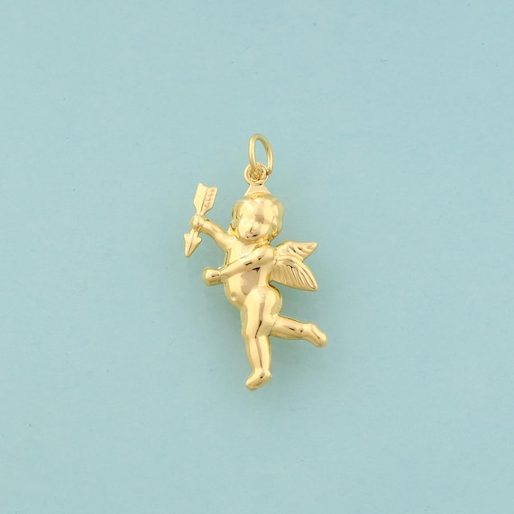Gold Angel Charms,Arrow Jewelry,Angel Pendant for DIY Jewelry Making,18K Gold