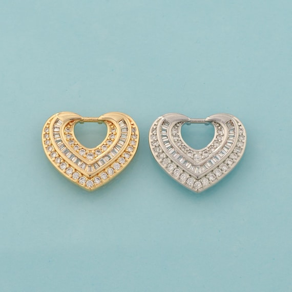 Gold CZ Heart Charms,Love Jewelry,Heart Pendant for DIY Jewelry Making,18K Gold