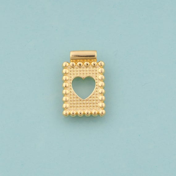 Gold Heart Charms,Square Jewelry,Love Pendant for DIY Jewelry Making,18K Gold