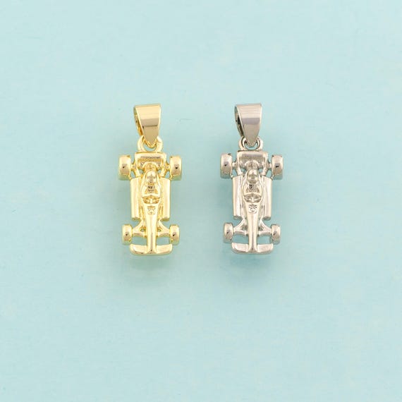 Gold Racing Charms,F1 Racing Jewelry,Racing Pendant for DIY Jewelry Making,18K Gold