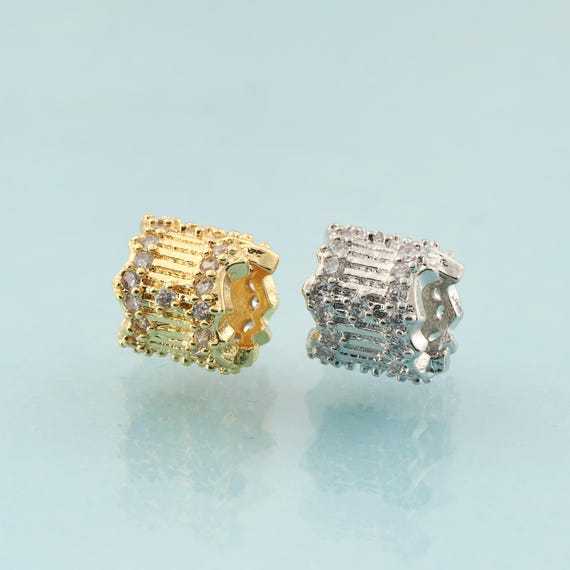 CZ Round Tube Spacer Beads,Round Beads,Tube Beads for DIY Jewelry Making,18K Gold & Rhodium