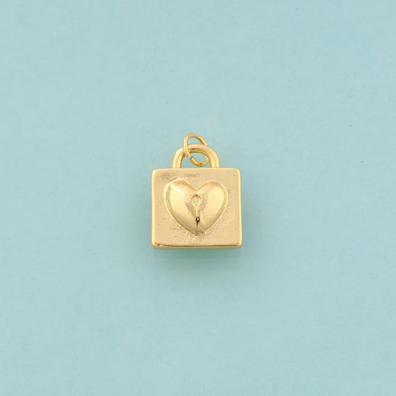 Gold Heart Charms,Love Jewelry,Lock Pendant for DIY Jewelry Making,18K Gold