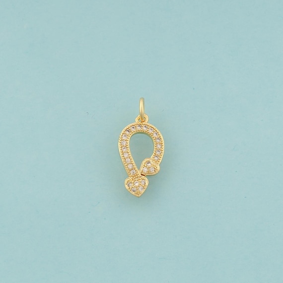 Gold CZ Heart Charms,Love Jewelry,Heart Pendant for DIY Jewelry Making,18K Gold