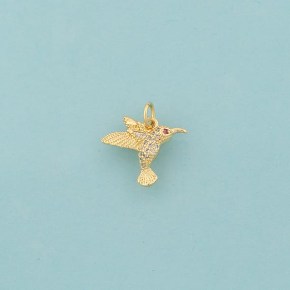 Gold CZ Bird Charms,Animal Jewelry,Bird Pendant for DIY Jewelry Making,18K Gold