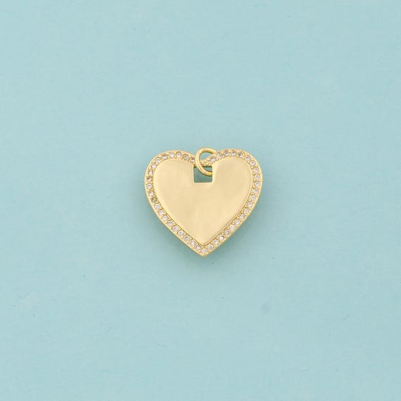 Gold CZ Heart Charms,Heart Jewelry,Heart Pendant for DIY Jewelry Making,18K Gold